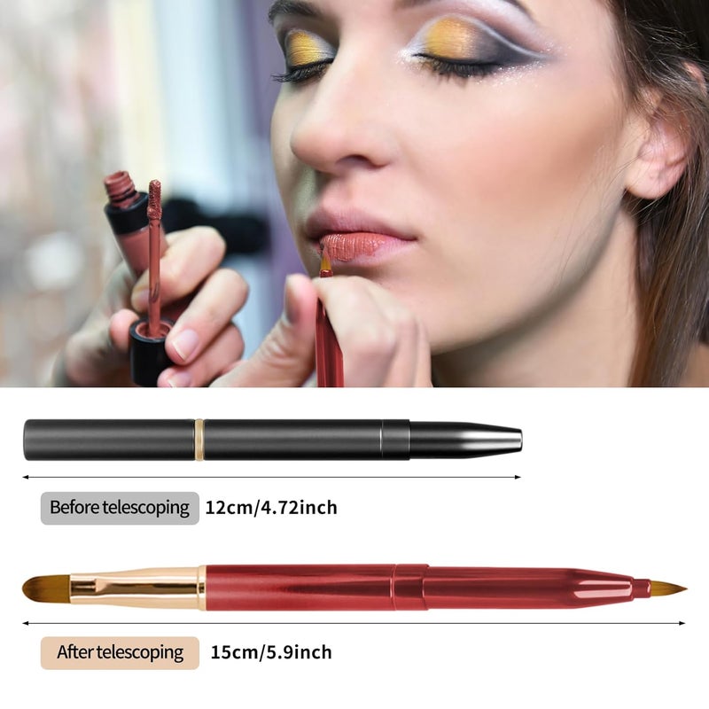 Unaone [2 Pack] Lip Brush for Lipstick, Retractable Lip Brushes, Dual-ended Makeup Brush for Lipstick Lip Gloss, Include Lid - Image 2